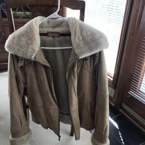 Wilsons Leather Suede Fur Tan Jacket
